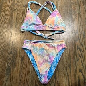Soluna Swim tie dye reversible two piece bikini swimsuit size large